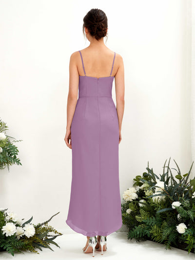 Carlyna Liliane Sheath Orchid Mist Bridesmaid Dress Midi Sleeveless V-Neck Dress Back View #color_orchid-mist