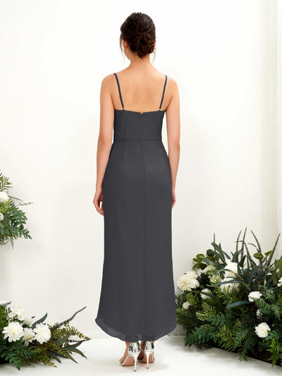 Carlyna Liliane Sheath Pewter Bridesmaid Dress Midi Sleeveless V-Neck Dress Back View #color_pewter