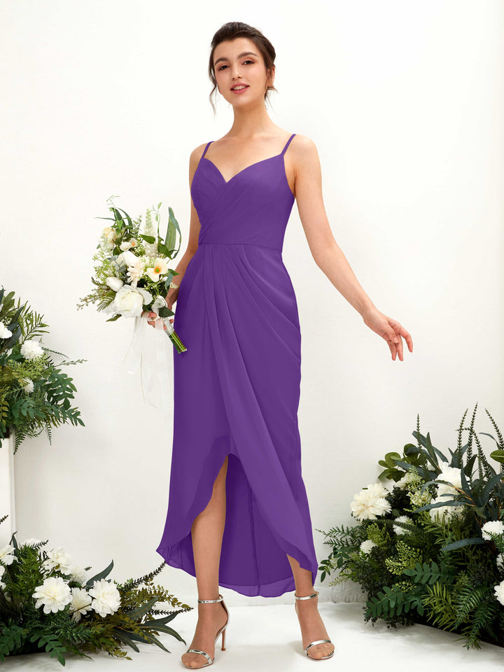 Regency Bridesmaid Dresses Bridesmaid Dress Chiffon Spaghetti-straps Tea Length Sleeveless Wedding Party Dress (81221328)