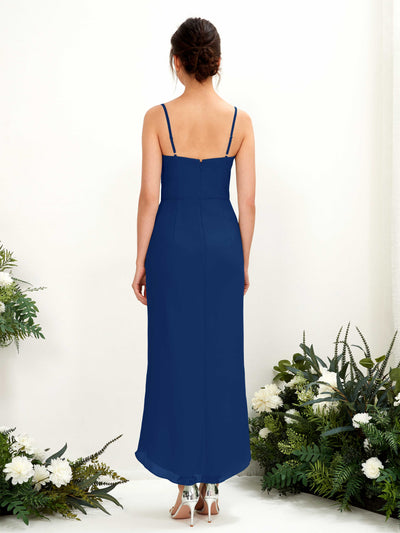 Carlyna Liliane Sheath Royal Blue Bridesmaid Dress Midi Sleeveless V-Neck Dress Back View #color_royal-blue
