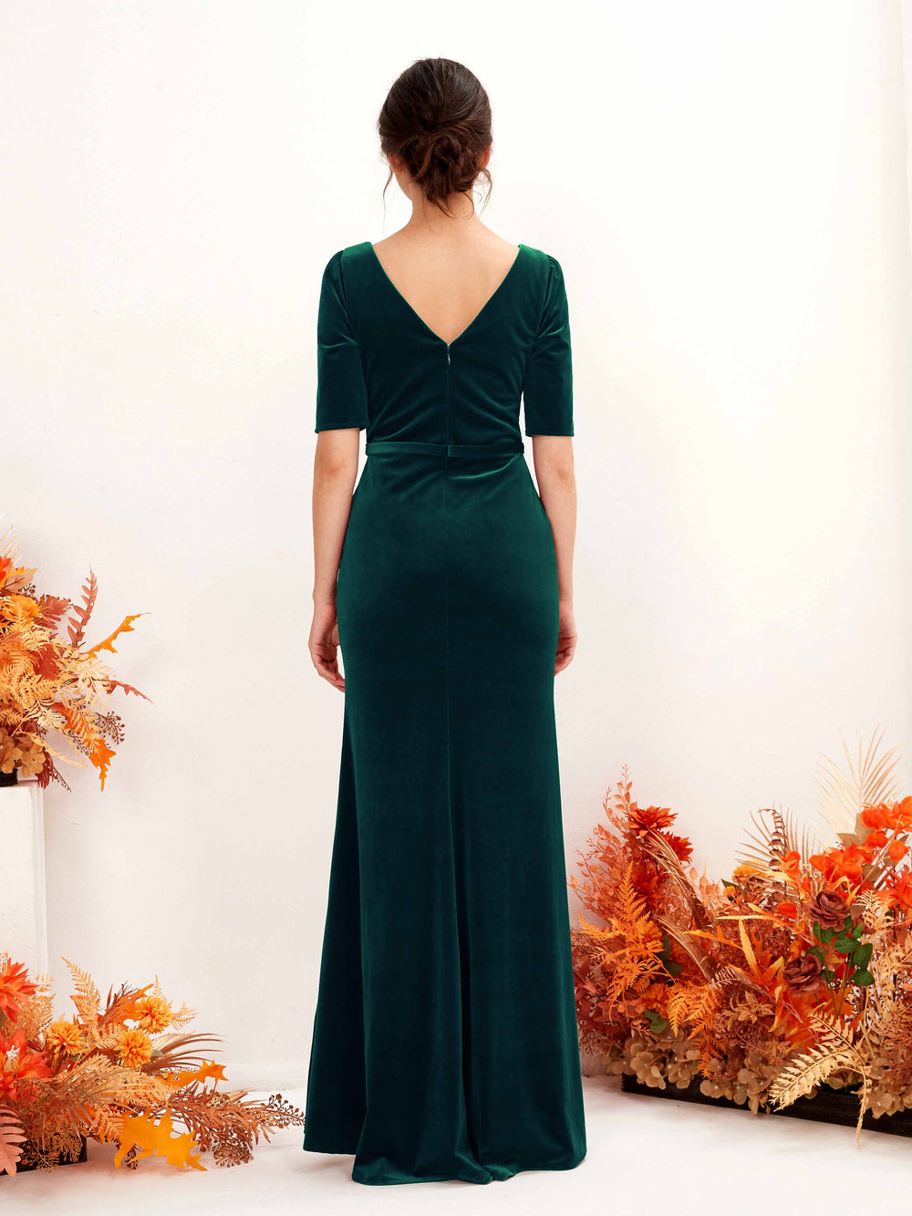 black and green quinceanera dresses Dark Green Velvet Infinity Bridesmaid Dress/Customization Size Regular( Size 0-14) main image 1