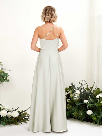 Carlyna Dinah A-Line Ivory Satin Bridesmaid Dress Maxi Sleeveless One Shoulder Dress Back View #color_ivory