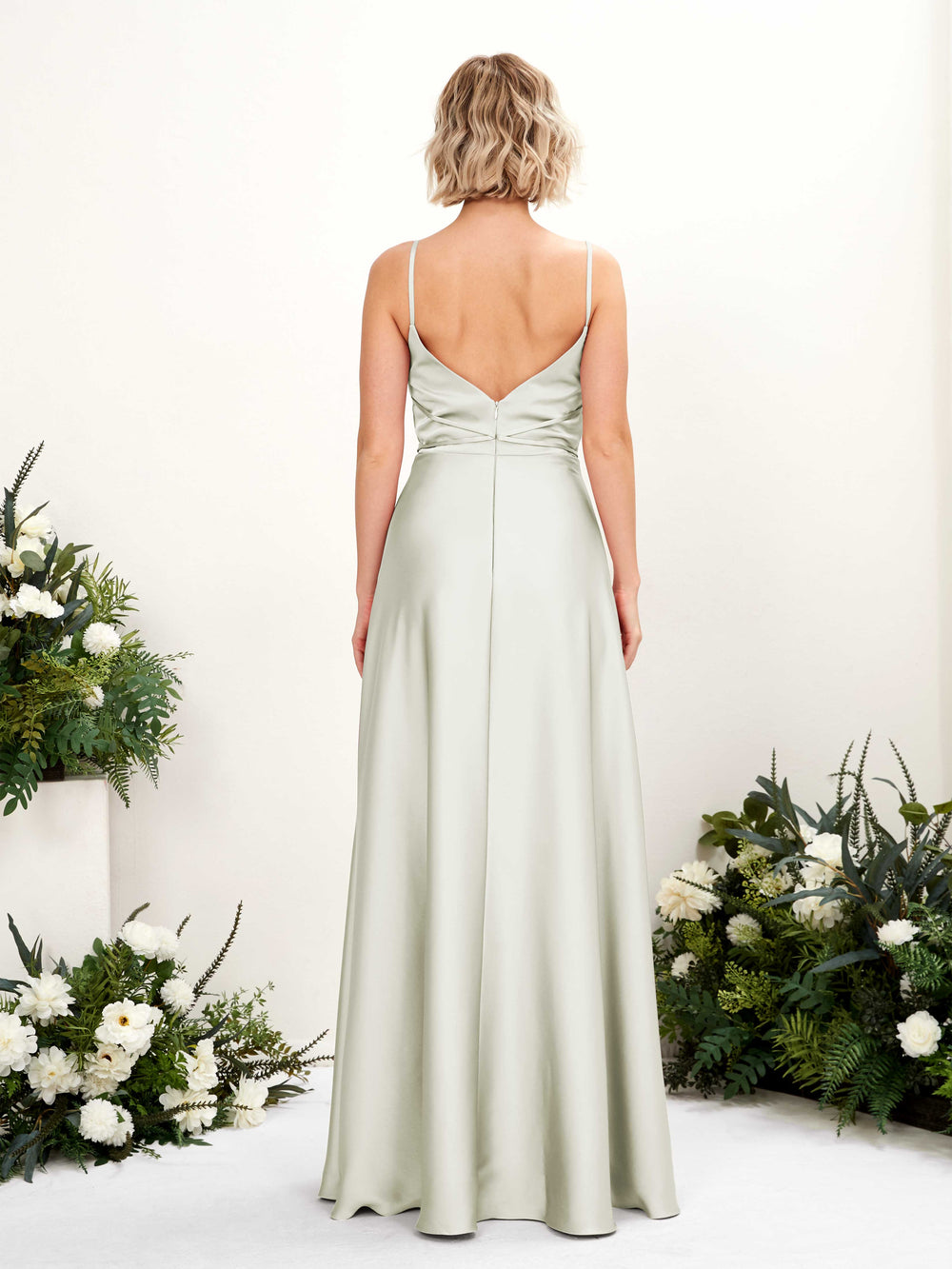 satin ivory bridesmaid dresses AW.Bridal Mermaid Halter Neckline Floor Length Sleeveless Satin Backless Long Bridesmaid Dresses Dress Ivory Size 6
