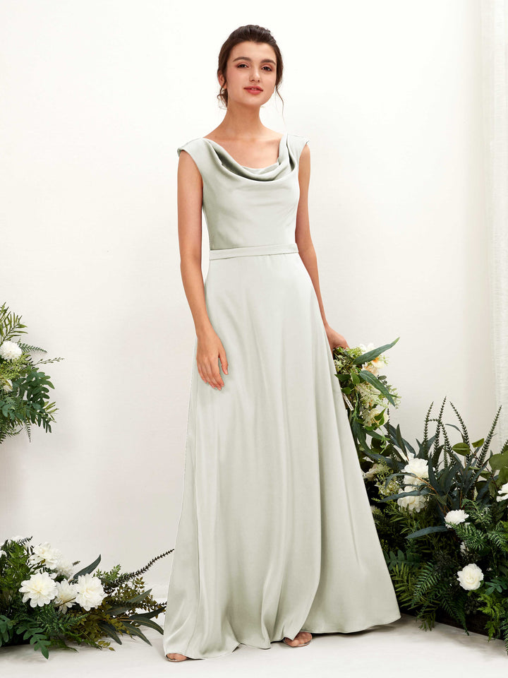 A-line Scoop Sleeveless Satin Bridesmaid Dress - Ivory (80221276)