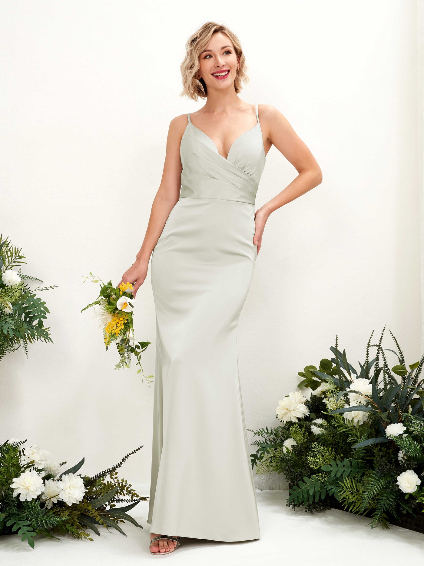Open back Spaghetti-straps Sweetheart Satin Bridesmaid Dress - Ivory (80223276)#color_ivory
