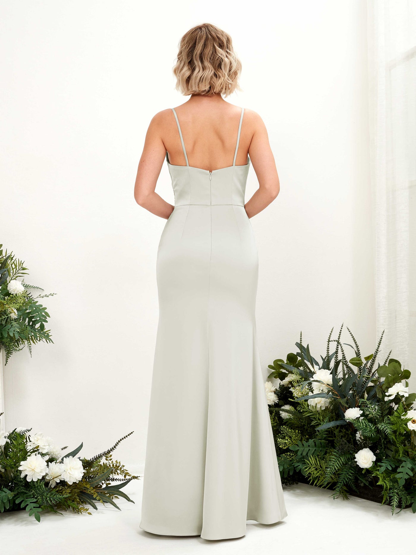 Open back Spaghetti-straps Sweetheart Satin Bridesmaid Dress - Ivory (80223276)#color_ivory