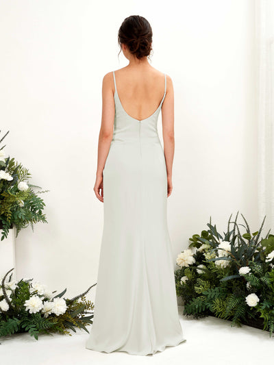 Carlyna Candice Sheath Ivory Satin Bridesmaid Dress Maxi Sleeveless Cowl Neck Dress Back View #color_ivory