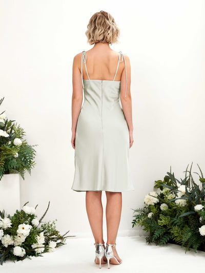 Carlyna Janina Mermaid Ivory Satin Bridesmaid Dress Knee-Length Sleeveless Cowl Neck Dress Back View #color_ivory