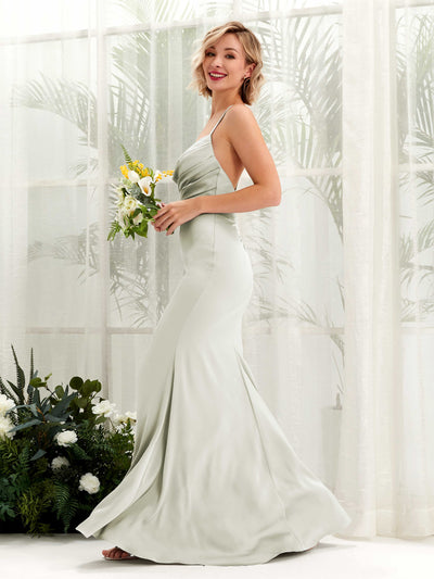 Carlyna Regina Mermaid Ivory Satin Bridesmaid Dress Maxi Sleeveless Cowl Neck Dress Side View 5 #color_ivory