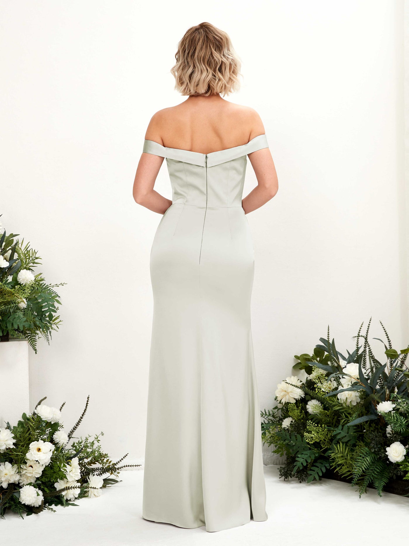 Sexy Slit Off Shoulder Sweetheart Satin Bridesmaid Dress - Ivory (80223876)#color_ivory