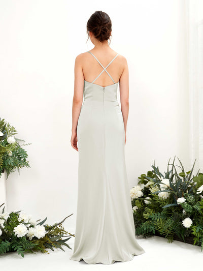 Carlyna Mavis Slim Ivory Satin Bridesmaid Dress Maxi Sleeveless Cowl Neck Dress Back View #color_ivory