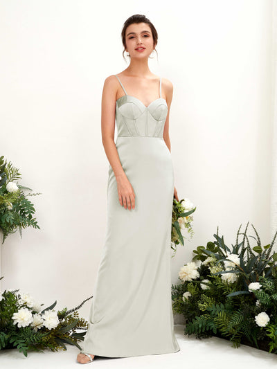 Carlyna Cathy Mermaid Ivory Satin Bridesmaid Dress Maxi Sleeveless Sweetheart Dress Front View #color_ivory