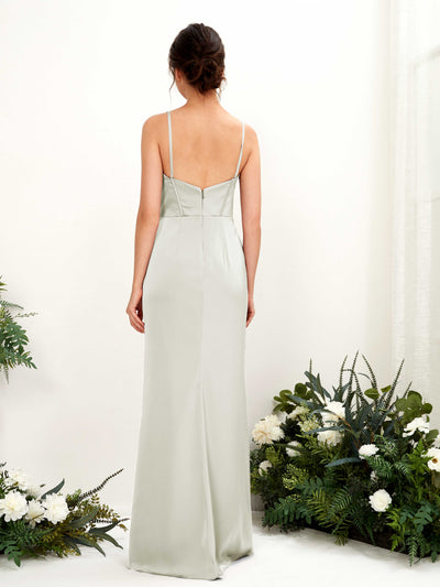 Carlyna Cathy Mermaid Ivory Satin Bridesmaid Dress Maxi Sleeveless Sweetheart Dress Back View #color_ivory
