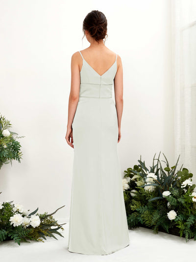 Carlyna Kama Mermaid Ivory Satin Bridesmaid Dress Maxi Sleeveless V-Neck Dress Back View #color_ivory