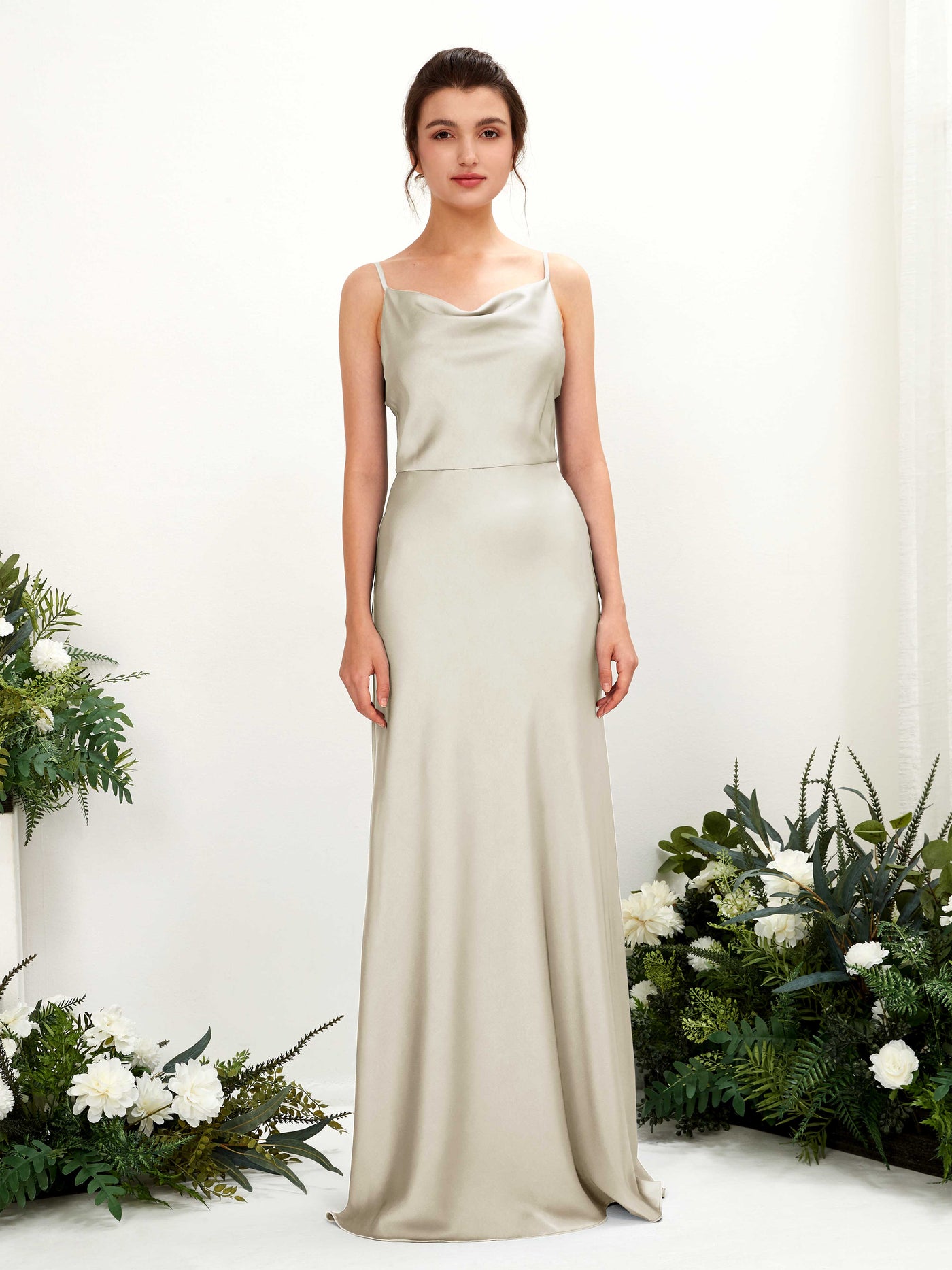 cream satin bridesmaid dress Bridesmaid dress long satin gown for formal reception or gala
