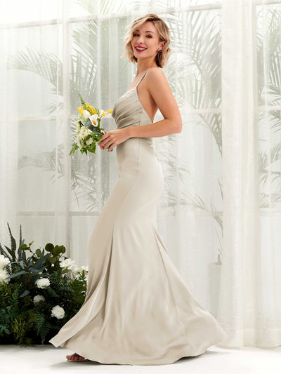 Carlyna Regina Mermaid Champagne Satin Bridesmaid Dress Maxi Sleeveless Cowl Neck Dress Side View 5 #color_champagne