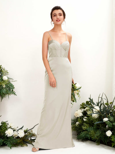 Carlyna Cathy Mermaid Champagne Satin Bridesmaid Dress Maxi Sleeveless Sweetheart Dress Front View #color_champagne