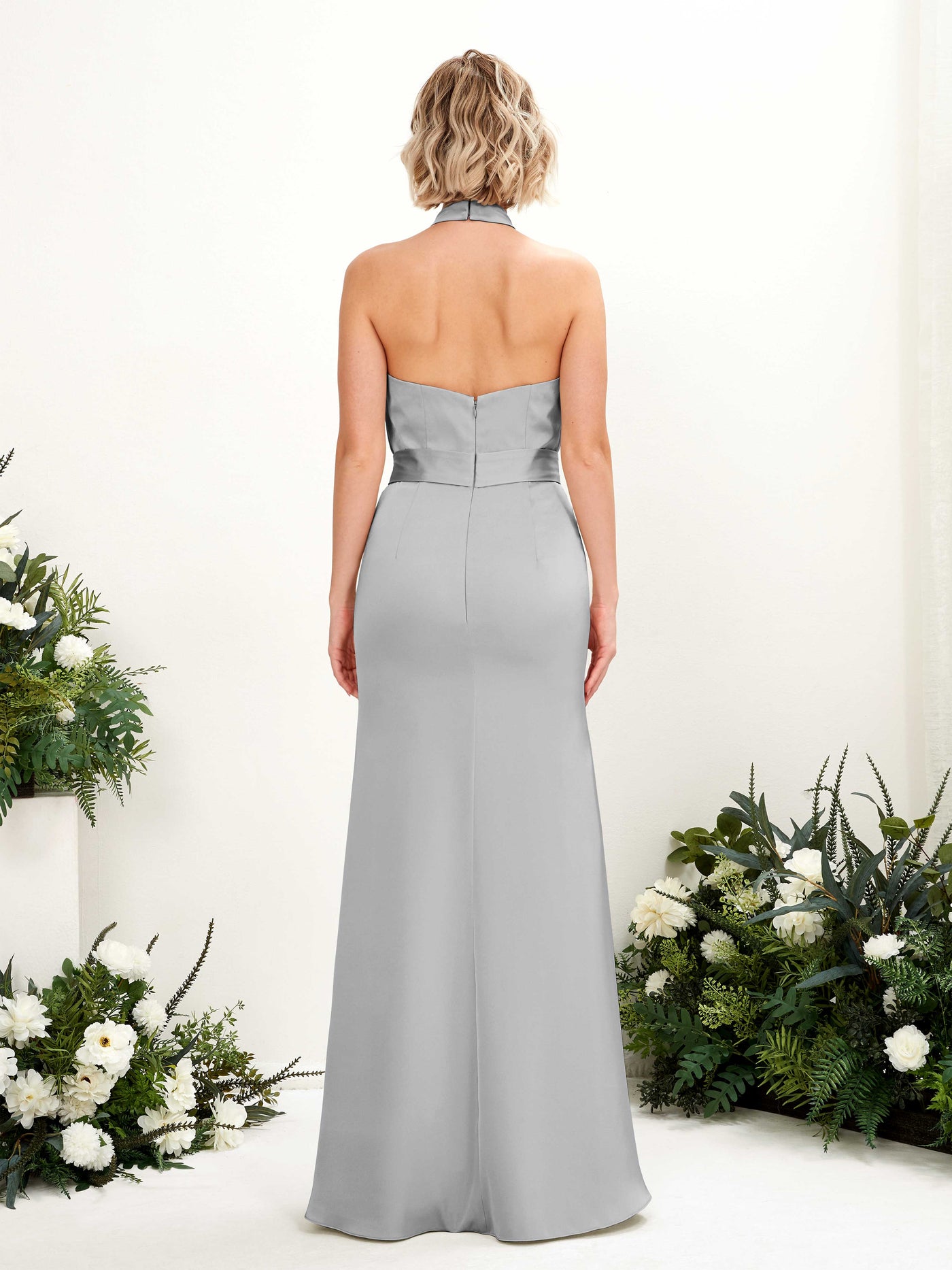 Open back Sexy Slit Halter Satin Bridesmaid Dress - Dove (80224911)#color_dove