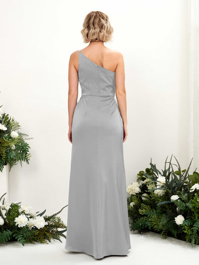 Carlyna Hedy Sheath Dove Satin Bridesmaid Dress Maxi Sleeveless One Shoulder Dress Back View #color_dove