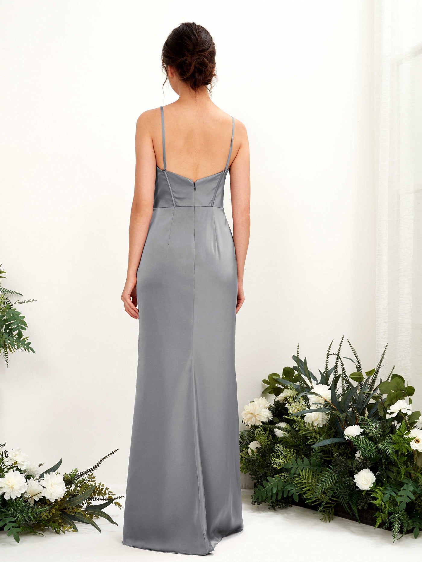 Spaghetti-straps Sweetheart Sleeveless Satin Bridesmaid Dress - Steel Gray (80221507)#color_steel-gray