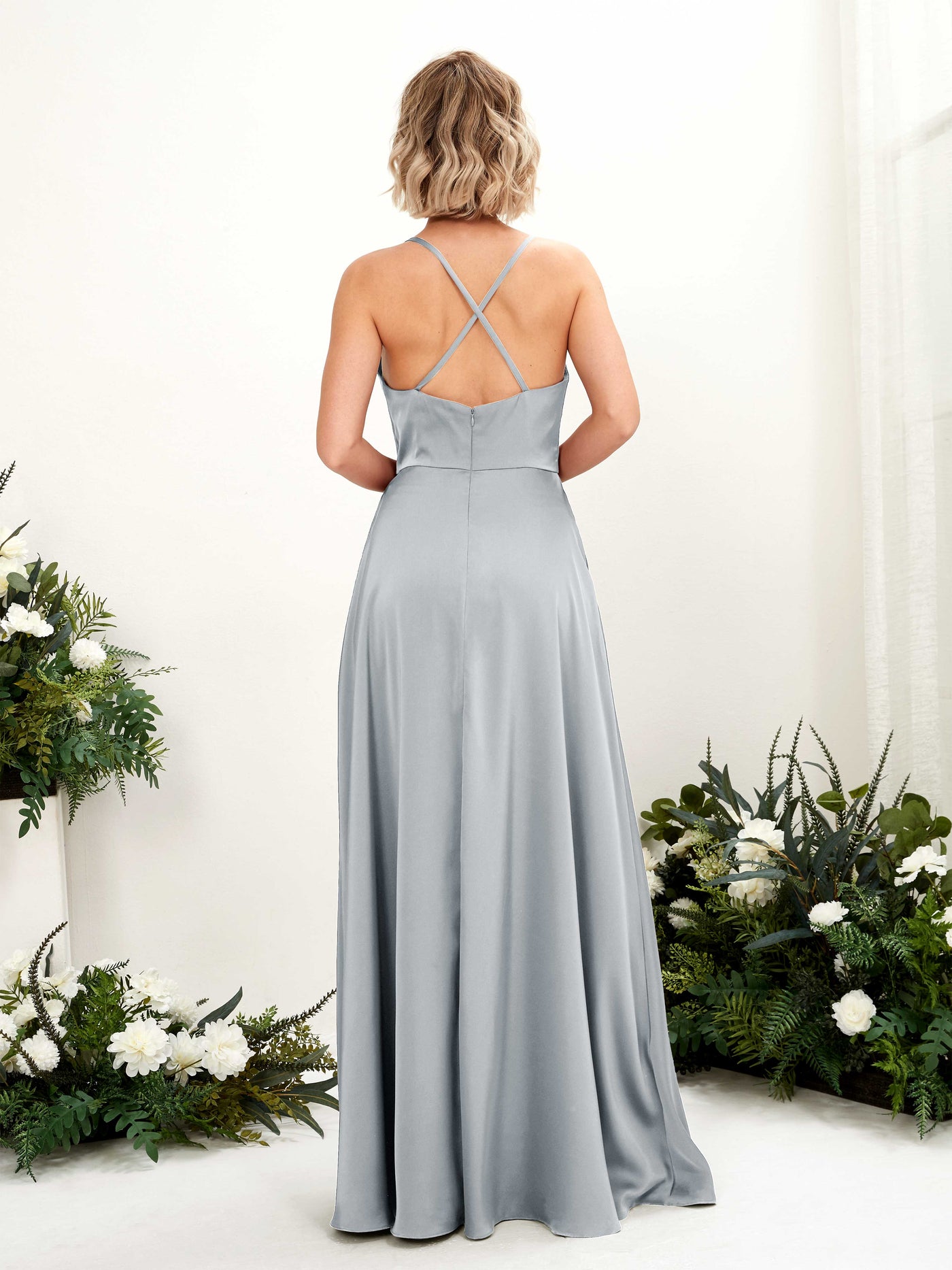 A-line Ball Gown Sexy Slit Straps Satin Bridesmaid Dress - Baby Blue (80222201)#color_baby-blue
