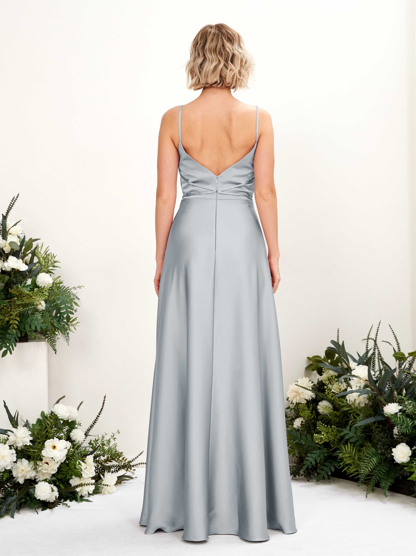 A-line Open back Straps Sleeveless Satin Bridesmaid Dress - Baby Blue (80223101)#color_baby-blue