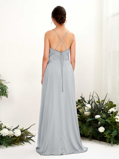Carlyna Theresa A-Line Baby Blue Satin Bridesmaid Dress Maxi Sleeveless Cowl Neck Dress Back View #color_baby-blue