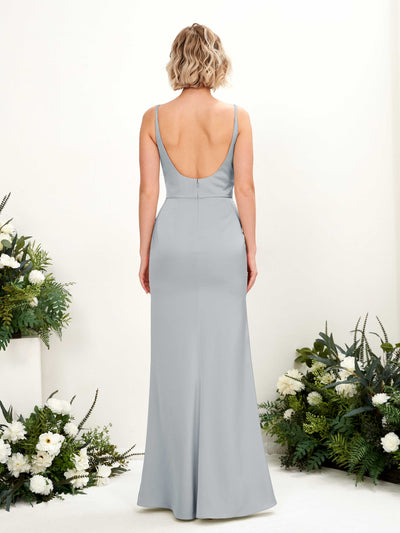 Carlyna Agatha Mermaid Baby Blue Satin Bridesmaid Dress Maxi Sleeveless V-Neck Dress Back View Back View #color_baby-blue
