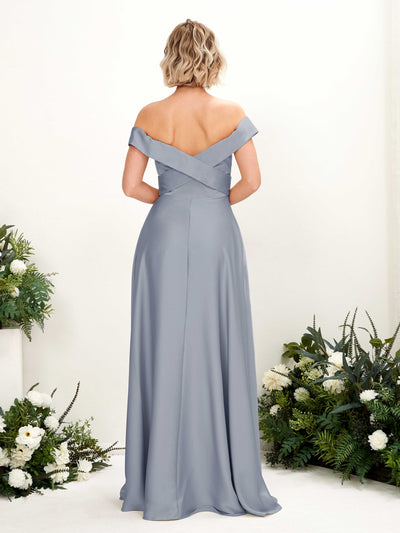 Carlyna Chloe A-Line Dusty Blue Satin Bridesmaid Dress Maxi Sleeveless Sweetheart Dress Back View #color_dusty-blue