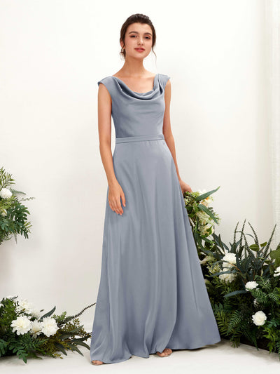A-line Scoop Sleeveless Satin Bridesmaid Dress - Dusty Blue (80221278)#color_dusty-blue