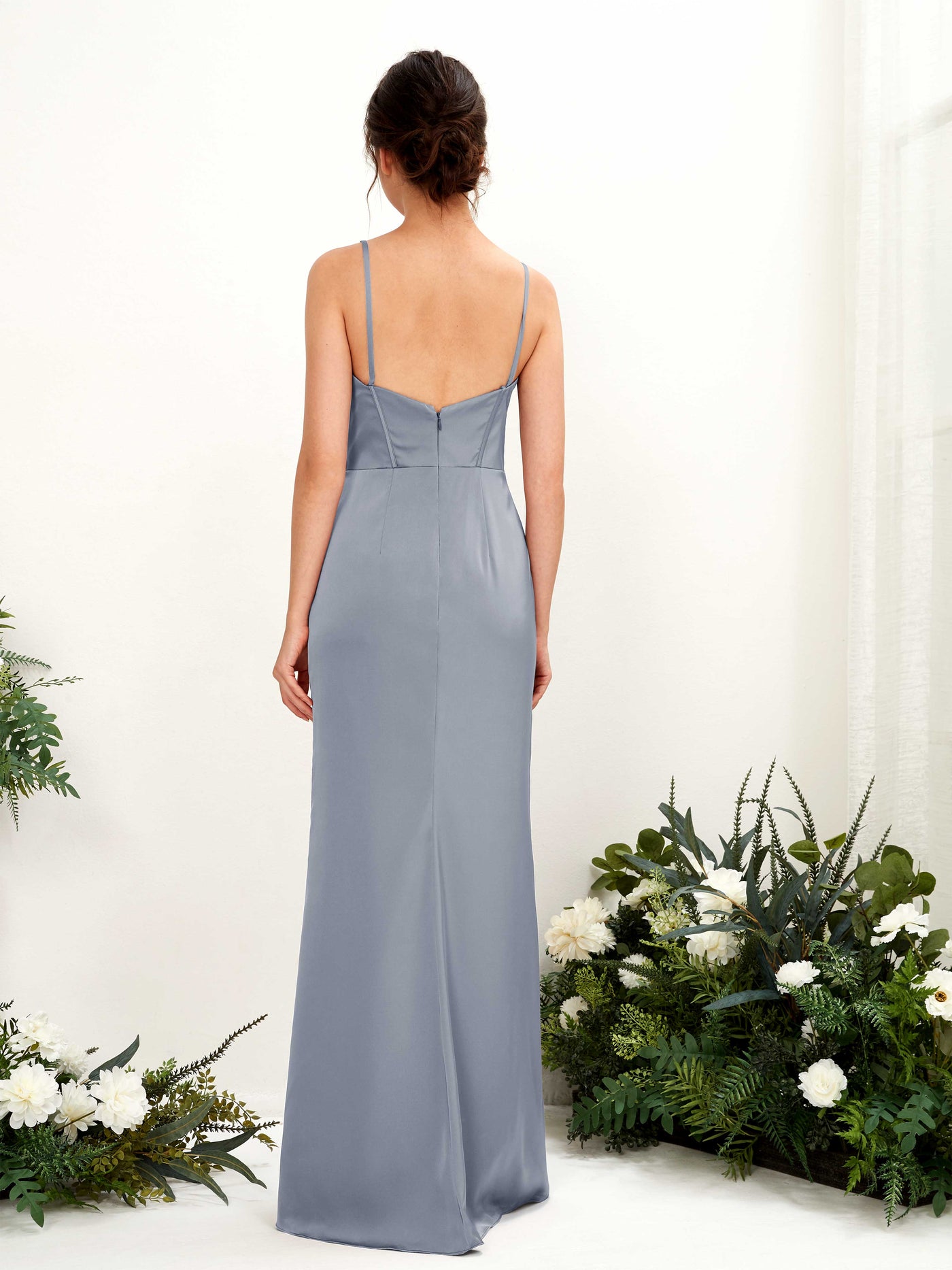 Spaghetti-straps Sweetheart Sleeveless Satin Bridesmaid Dress - Dusty Blue (80221578)#color_dusty-blue
