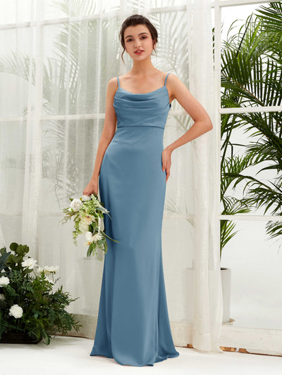 Open back Straps Sleeveless Satin Bridesmaid Dress - Ink blue (80221714)#color_ink-blue