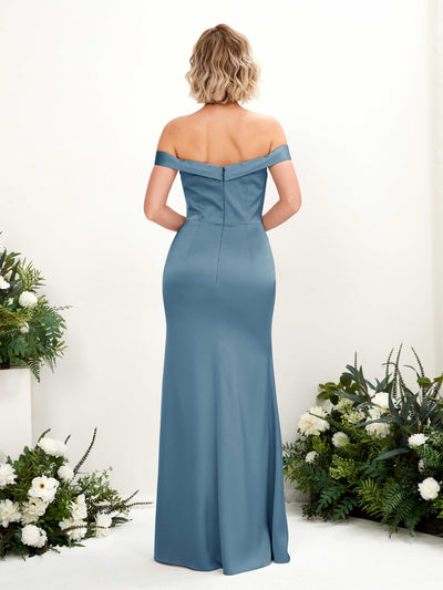 Carlyna Zoe Mermaid Ink blue Satin Bridesmaid Dress Maxi Sleeveless Sweetheart Dress Back View #color_ink-blue