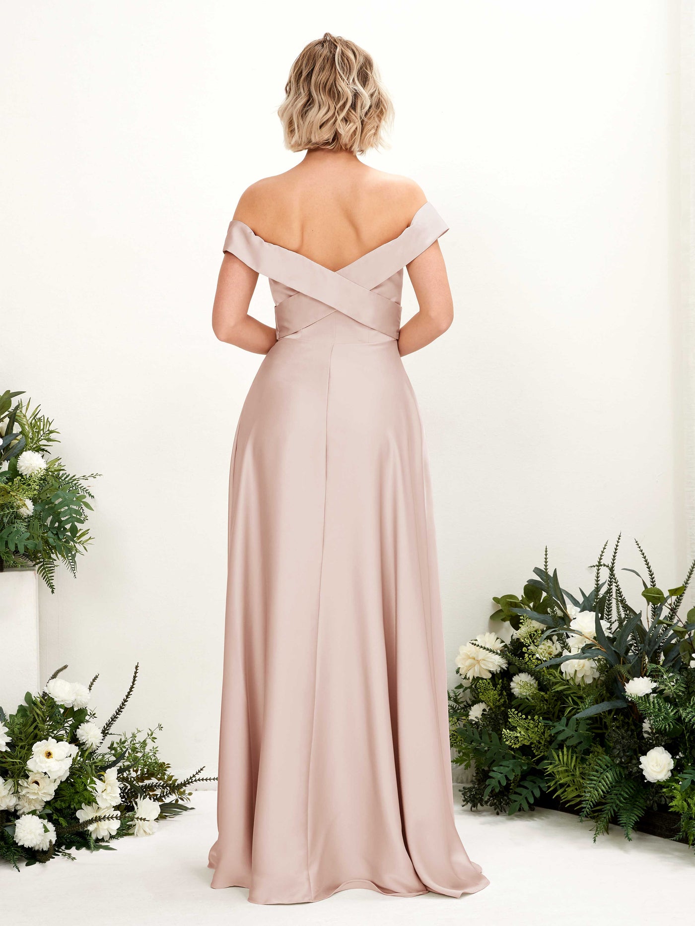 A-line Ball Gown Off Shoulder Sweetheart Satin Bridesmaid Dress - Pearl Pink (80224210)#color_pearl-pink