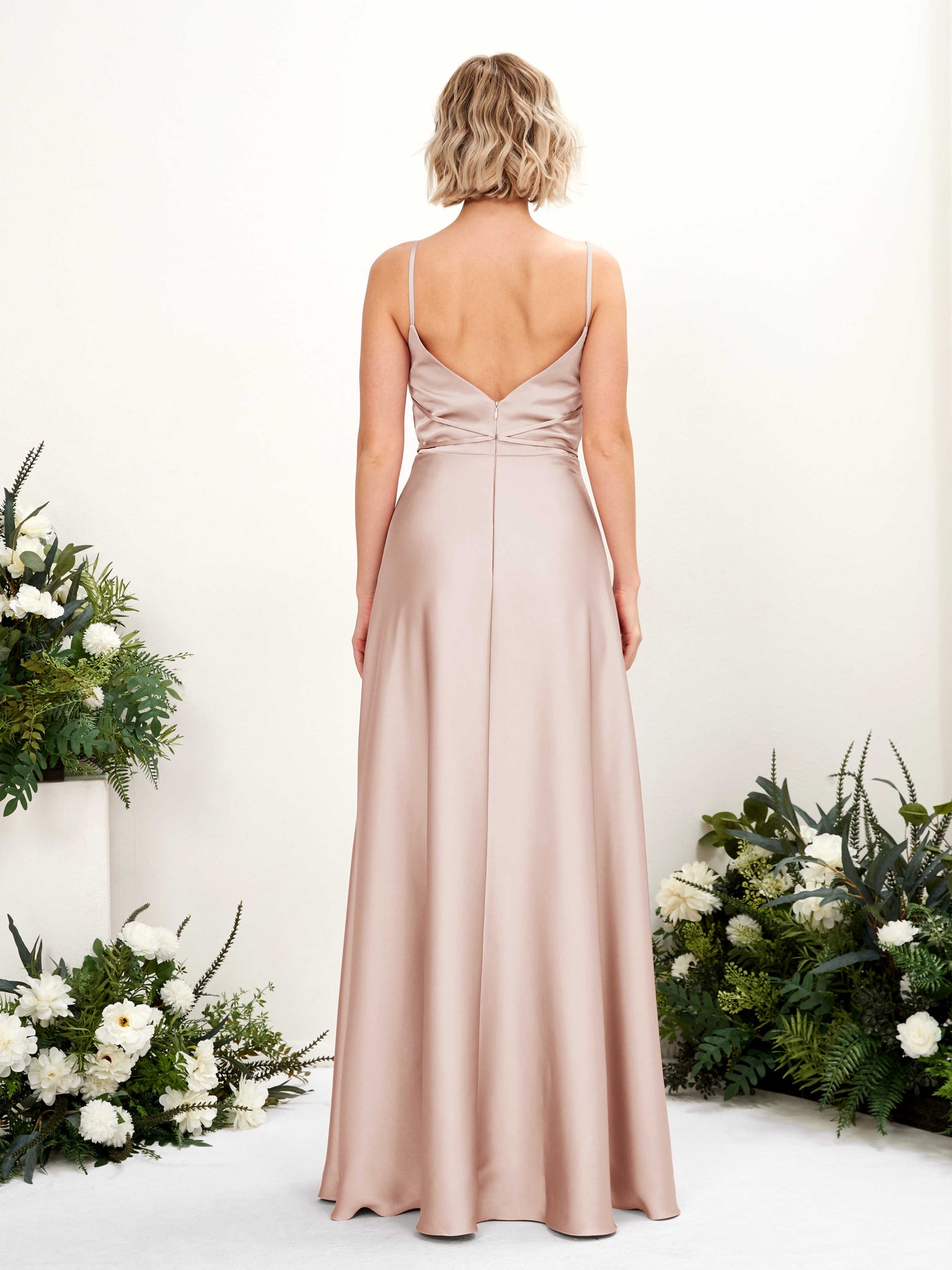 A-line Open back Straps Sleeveless Satin Bridesmaid Dress - Pearl Pink (80223110)#color_pearl-pink