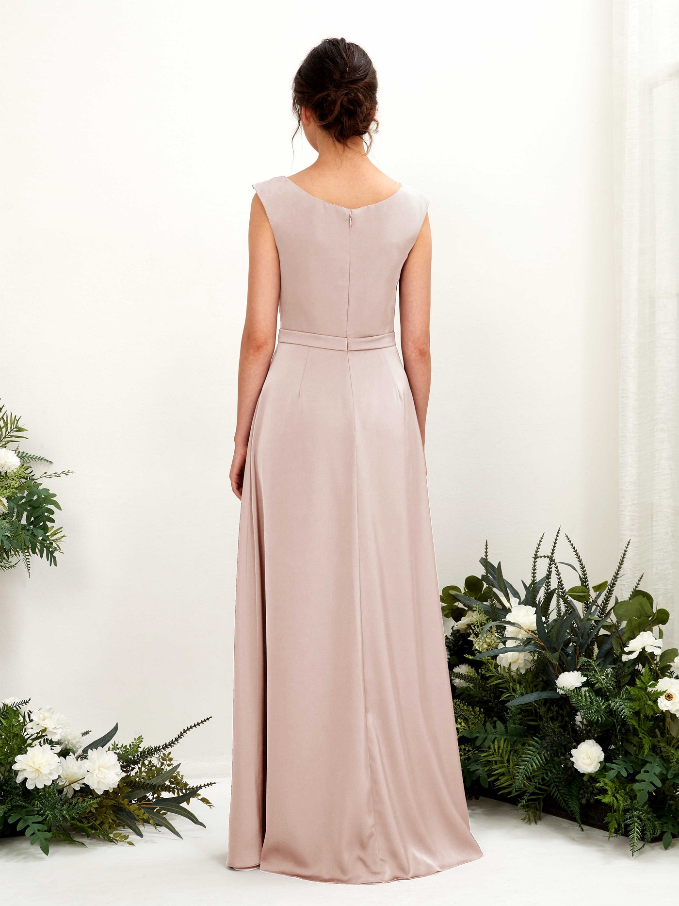 A-line Scoop Sleeveless Satin Bridesmaid Dress - Pearl Pink (80221210)#color_pearl-pink