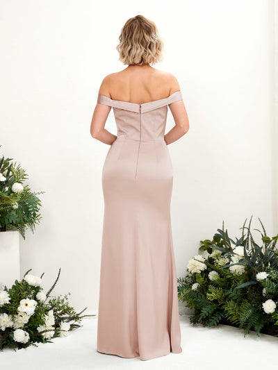 Carlyna Zoe Mermaid Pearl Pink Satin Bridesmaid Dress Maxi Sleeveless Sweetheart Dress Back View #color_pearl-pink