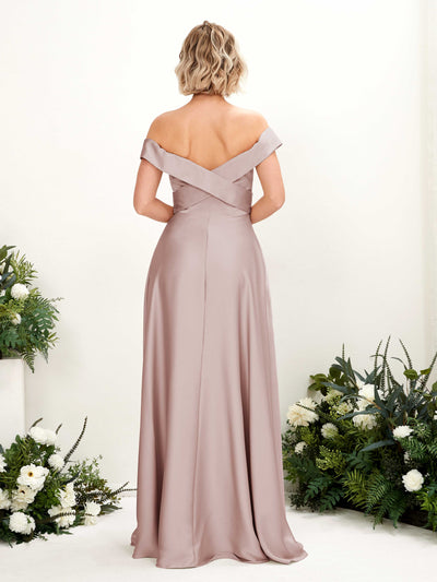 Carlyna Chloe A-Line Dusty Rose Satin Bridesmaid Dress Maxi Sleeveless Sweetheart Dress Back View #color_dusty-rose