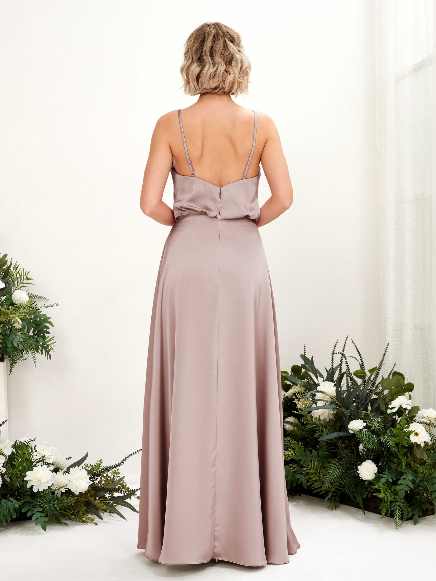 A-line Sexy Slit Spaghetti-straps V-neck Satin Bridesmaid Dress - Dusty Rose (80224554)#color_dusty-rose