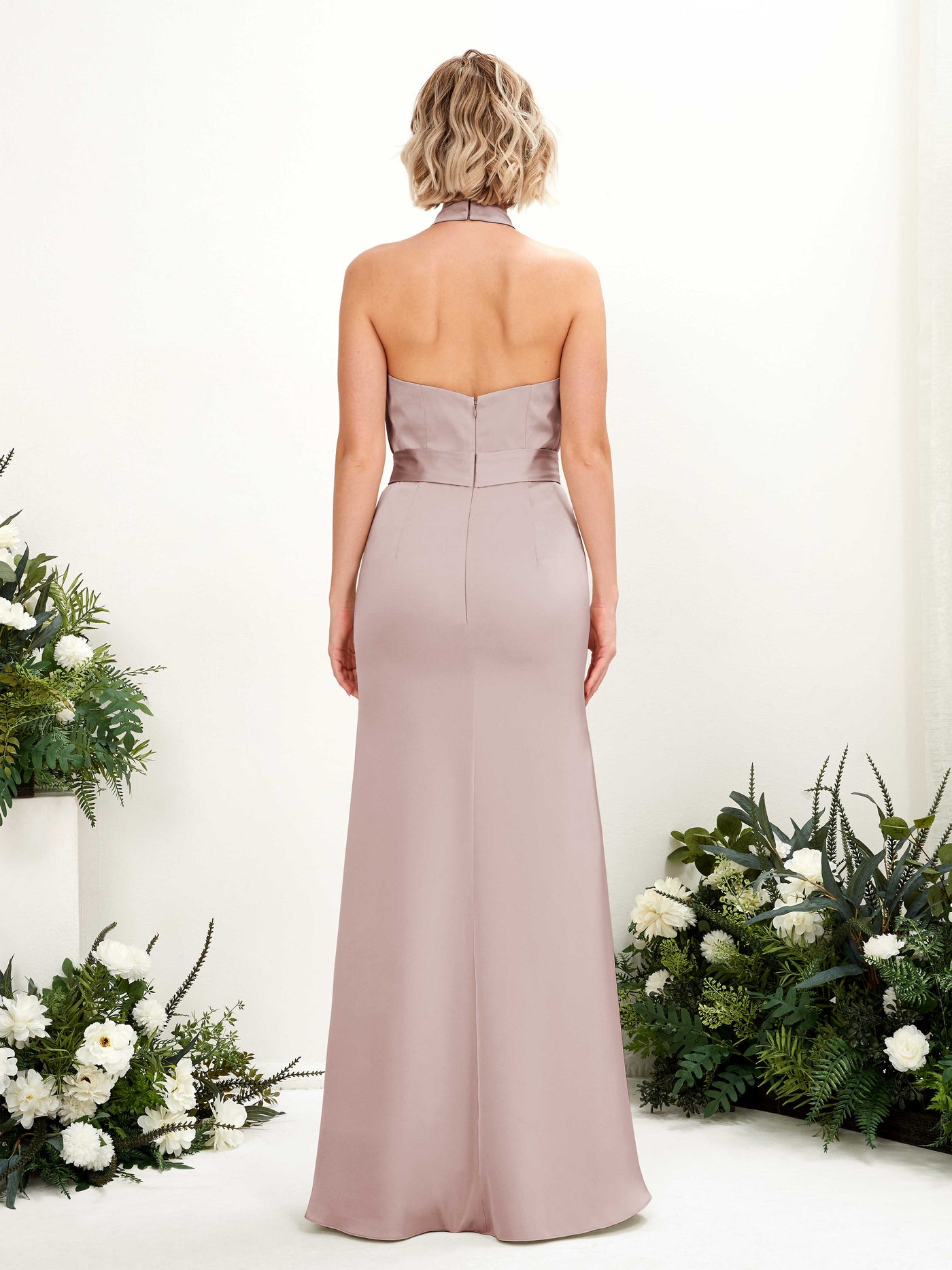 Open back Sexy Slit Halter Satin Bridesmaid Dress - Dusty Rose (80224954)#color_dusty-rose
