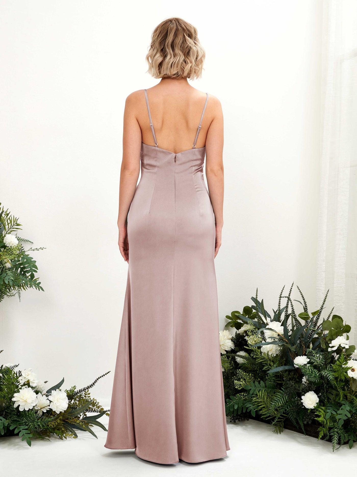 Open back Sexy Slit Straps Satin Bridesmaid Dress - Dusty Rose (80223054)#color_dusty-rose