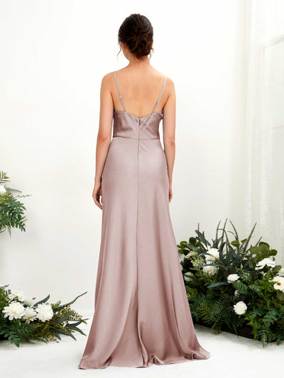 Carlyna Flora A-Line Dusty Rose Satin Bridesmaid Dress Maxi Sleeveless Cowl Neck Dress Back View #color_dusty-rose
