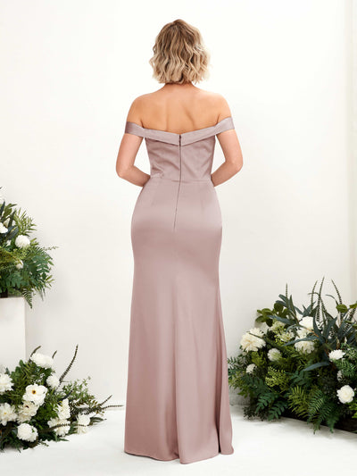 Carlyna Zoe Mermaid Dusty Rose Satin Bridesmaid Dress Maxi Sleeveless Sweetheart Dress Back View #color_dusty-rose