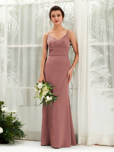 Spaghetti-straps Sweetheart Sleeveless Satin Bridesmaid Dress - Desert Rose (80223317)#color_desert-rose