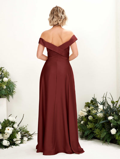 Carlyna Chloe A-Line Burgundy Satin Bridesmaid Dress Maxi Sleeveless Sweetheart Dress Back View #color_burgundy
