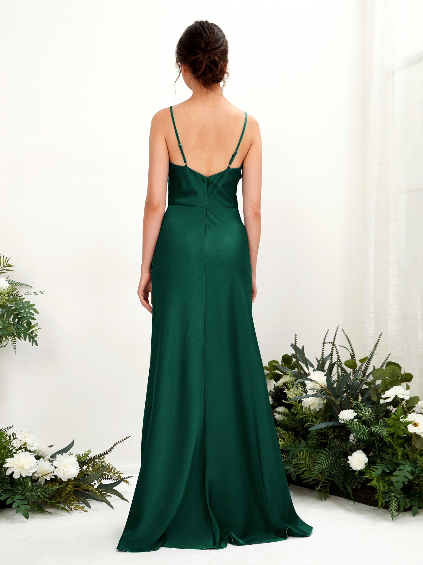 Sage Green Satin Bridesmaid Dress A-Line Maxi Cowl Neck | Carlyna Sage Green Satin Bridesmaid Dress A-Line Maxi Cowl Neck | Carlyna