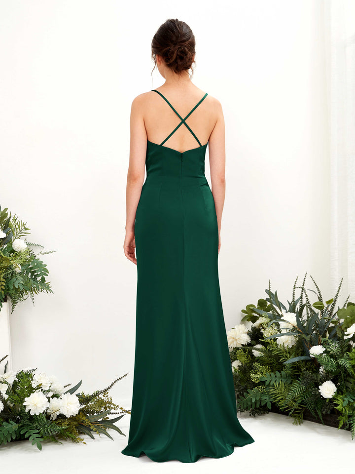 Hunter Green Satin Cowl Neck Bridesmaid Dress Floor-Length