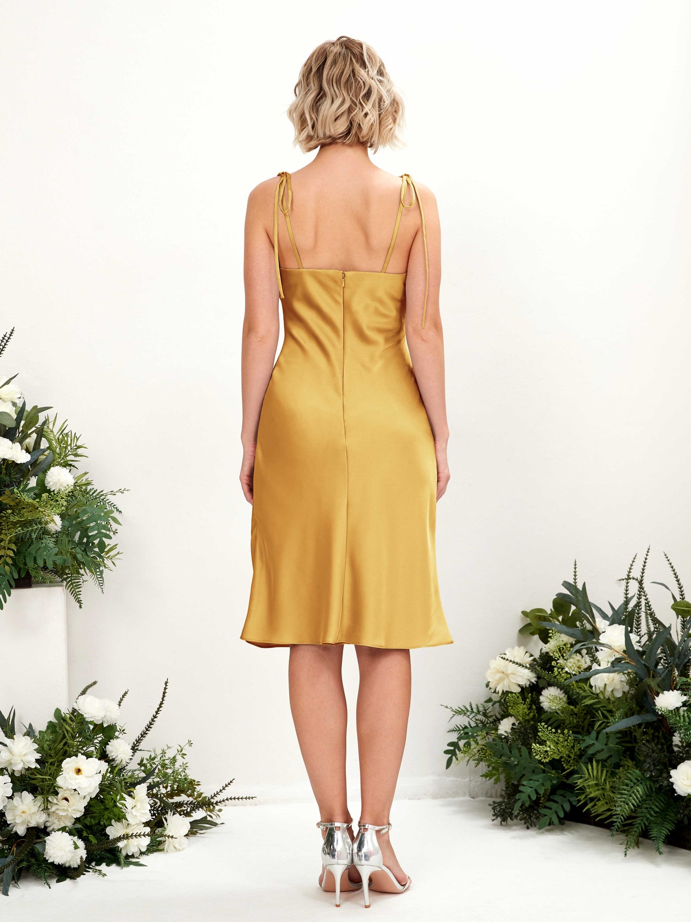 Scoop Spaghetti-straps Sleeveless Satin Cocktail/Party Dresses - Canary (80224331)#color_canary