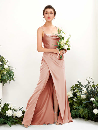 Sexy Slit Straps Sleeveless Satin Bridesmaid Dress - Cantaloupe (80222432)#color_cantaloupe