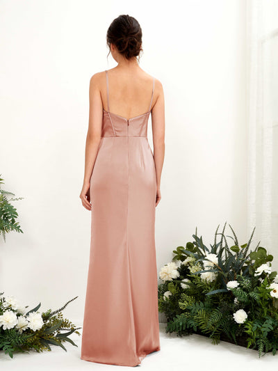 Carlyna Cathy Mermaid Cantaloupe Satin Bridesmaid Dress Maxi Sleeveless Sweetheart Dress Back View #color_cantaloupe
